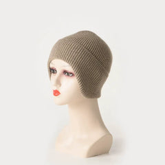 Extended Brim Winter Hat Cashmere Ribbed Beanie