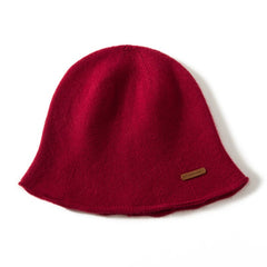 100% Pure Cashmere French Winter Warm Knitted Bucket Hat for Women