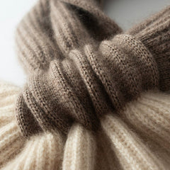 Contrast Color Neck Two-Tone Bow-Knot Pure Cashmere Scarf