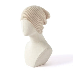 Cable Knit Cuffed Hat Cashmere Ribbed Slouchy Beanie