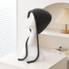 Cashmere Soft Knit Bonnet Hat with Ties French Braid Hat
