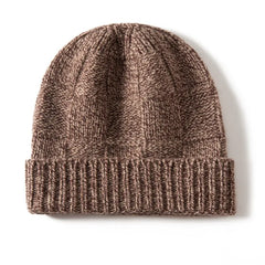 Ribbed Cashmere Checkerboard Knit Cuffed Beanie