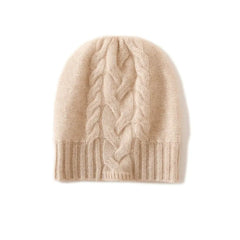 Cashmere Hat Warm Winter Knitted Twisted Flower Cap Beanies