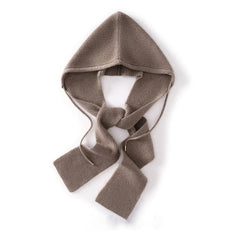 Cashmere Knit Wrap Hooded Scarf Hat Windproof with Drawstrings