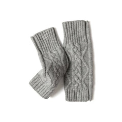 Soft Cable-Knit Cashmere Wrist Warmers Fingerless Gloves