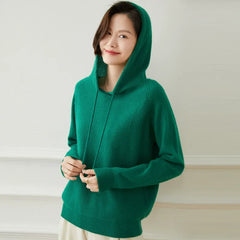 Casual Drawstring Pullover Loose Fit Cashmere Hoodie Sweater