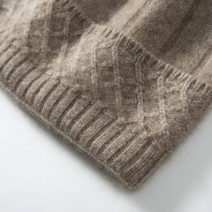 Cashmere Cable Knit Hat Cashmere Pattern Cuff Ribbed Beanie