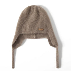 Cashmere Earflap Hat Soft Winter Beanie with Ties