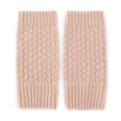 Ribbed Cuffs Diamond-Knit Cashmere Fingerless Gloves Mittens