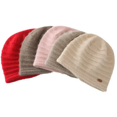 Ribbed Knit Hat Stripe Cashmere Beanie Bonnets for Women