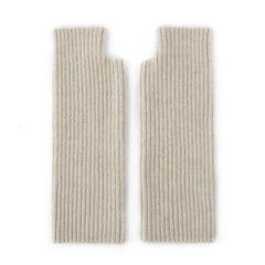 Winter Pure Ribbed Cashmere Fingerless Gloves Arm Warmer