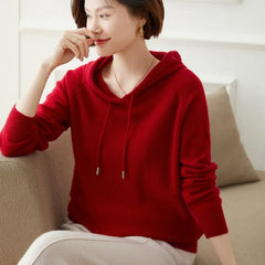 Casual Drawstring Pullover Loose Fit Cashmere Hoodie Sweater