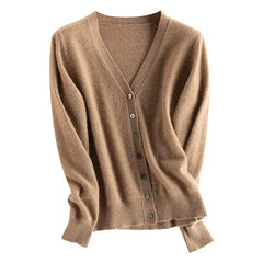 Women's 100% Cashmere Soft Knit Coat V Neck Button up Cardigan