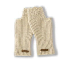Cashmere Fingerless Mittens Ribbed Knit Wrist Warmers Gloves