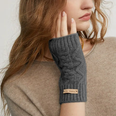 Pure Cashmere Knit Fingerless  Gloves Women Arm Warmer