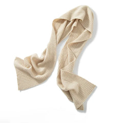 Cashmere Knit Hooded Scarf Wrap with Ribbed Trim Hat