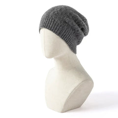 Cashmere Cable Hats Knit Twisted Bonnet Soft Warm Beanies