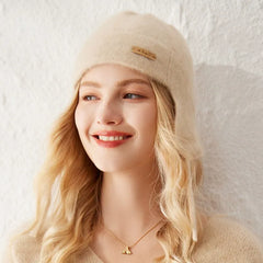 Cashmere Earflap Hat Soft Winter Beanie with Ties