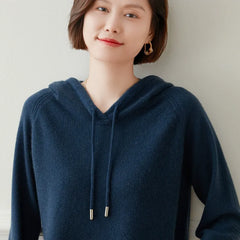 Casual Drawstring Pullover Loose Fit Cashmere Hoodie Sweater
