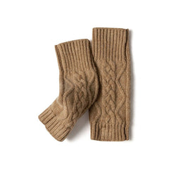Soft Cable-Knit Cashmere Wrist Warmers Fingerless Gloves