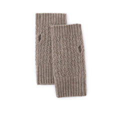 Ribbed Cuffs Diamond-Knit Cashmere Fingerless Gloves Mittens