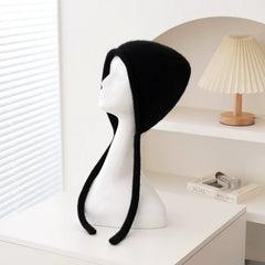 Cashmere Soft Knit Bonnet Hat with Ties French Braid Hat