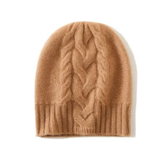 Cashmere Hat Warm Winter Knitted Twisted Flower Cap Beanies