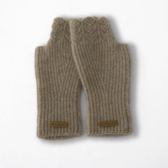 Cashmere Fingerless Mittens Ribbed Knit Wrist Warmers Gloves