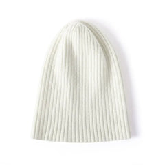 Cable Knit Cuffed Hat Cashmere Ribbed Slouchy Beanie