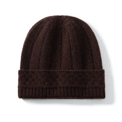 Cashmere Cable Knit Hat Cashmere Pattern Cuff Ribbed Beanie
