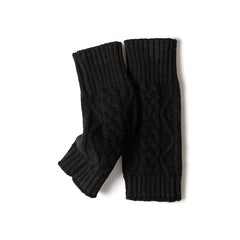 Soft Cable-Knit Cashmere Wrist Warmers Fingerless Gloves