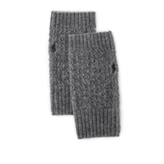 Ribbed Cuffs Diamond-Knit Cashmere Fingerless Gloves Mittens