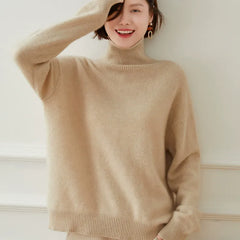 Casual Loose Turtleneck Pullover Cashmere Thick Mock Neck Sweater