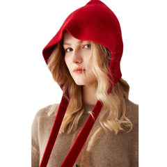 Cashmere Hood with Ties Knit Hood Scarf  Wrap Beanie Hats
