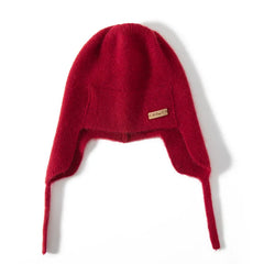 Cashmere Earflap Hat Soft Winter Beanie with Ties