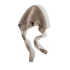 Cashmere Hood with Ties Knit Hood Scarf  Wrap Beanie Hats