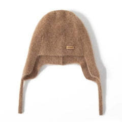Cashmere Earflap Hat Soft Winter Beanie with Ties