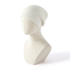 Cable Knit Cuffed Hat Cashmere Ribbed Slouchy Beanie