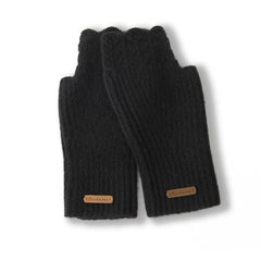 Cashmere Fingerless Mittens Ribbed Knit Wrist Warmers Gloves