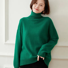 Casual Loose Turtleneck Pullover Cashmere Thick Mock Neck Sweater