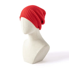 Cable Knit Cuffed Hat Cashmere Ribbed Slouchy Beanie