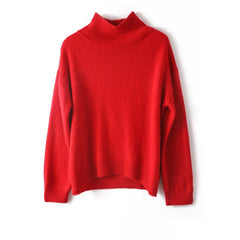 Casual Loose Turtleneck Pullover Cashmere Thick Mock Neck Sweater