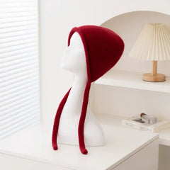 Cashmere Soft Knit Bonnet Hat with Ties French Braid Hat