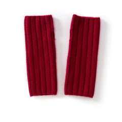Knitted Ribbed Pure Cashmere Fingerless Mitten Gloves