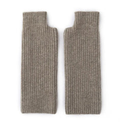 Winter Pure Ribbed Cashmere Fingerless Gloves Arm Warmer