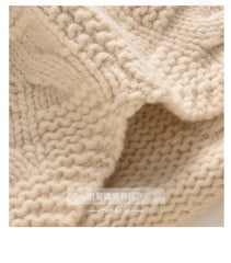Knitted Thickened Pom Pom Cashmere Hat Trooper Style Ear Warmer