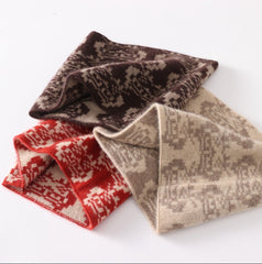 Cashmere Jacquard Knit Neck Warmer Scarf
