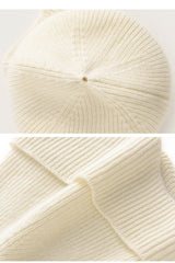 Extended Brim Winter Hat Cashmere Ribbed Beanie