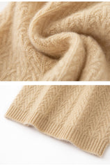 Cashmere Knit Slouchy Cable Beanie Ribbed  Hat