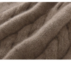 Cable-Knit Cashmere Soft Warm Beanie Hat Twisted Flower Cap